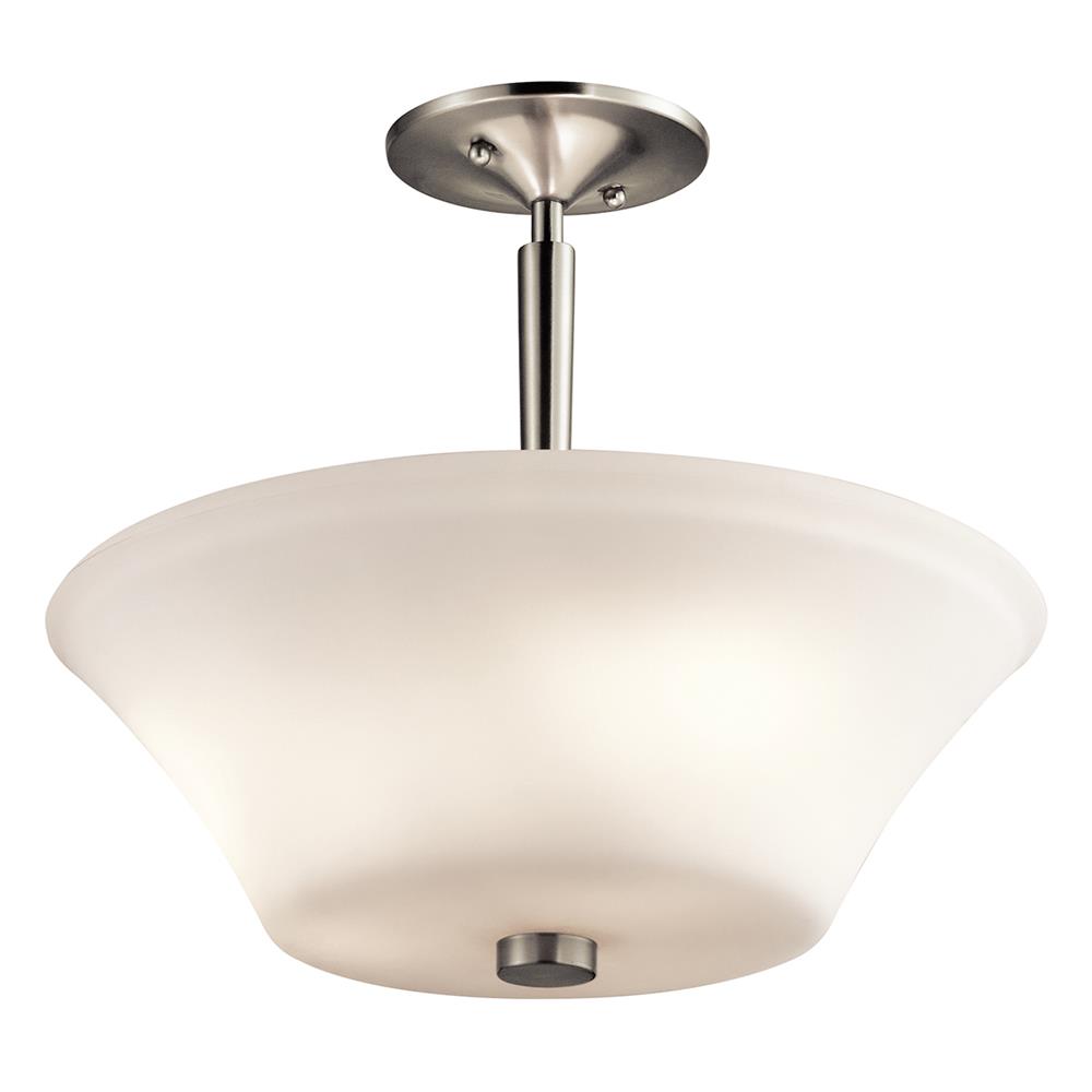 Kichler 43669NI Aubrey 15" 3 Light Semi Flush with Satin Etched Cased Opal in Brushed Nickel